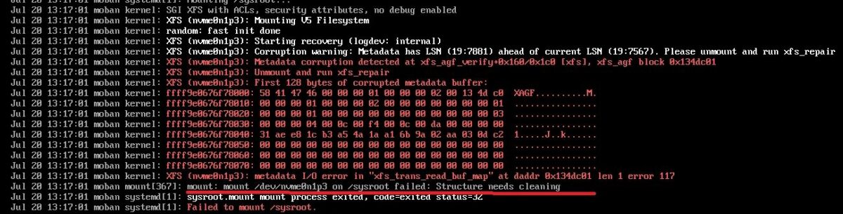 linux紧急模式报错1