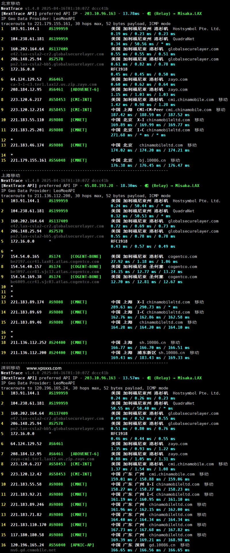 HostDare美国AMD-VPS移动回程路由